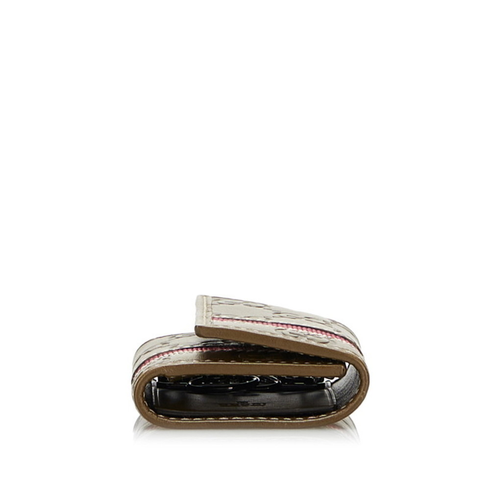 GUCCI Shima 6 Row Key Case 138077 Khaki Leather Men's - Picture 4 of 10